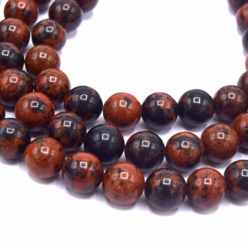 Perles obsidienne acajou ronde 8mm