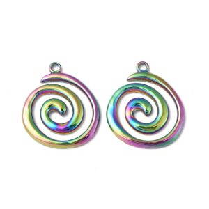 Pendentifs spirales en acier inoxydable 304 arc en ciel