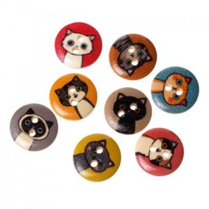 Boutons en bois chats