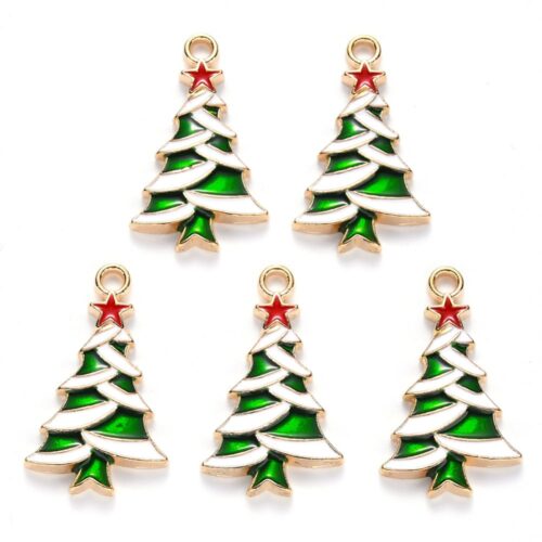 Breloques sapin vert émaillé