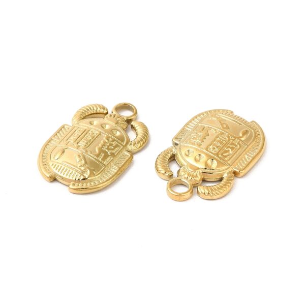 Pendentifs Coléoptère en Acier Inoxydable 304 Plaqué Or 18K x2 – Image 3