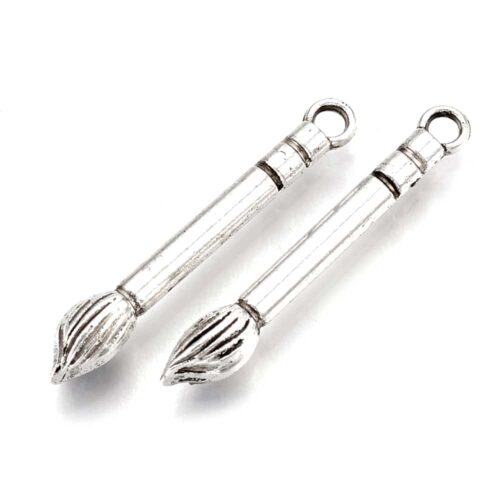Breloques pinceaux métal argent antique
