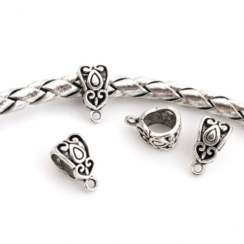 Bélières argent tibétain triangle arrondi 14x8 mm pour pendentifs et bijoux
