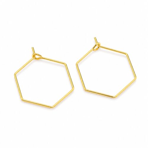 Boucles d’oreilles hexagonales dorées