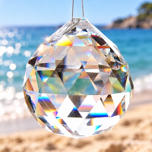 Boules de verre à facettees 20mm prisme scintillant sur la plage