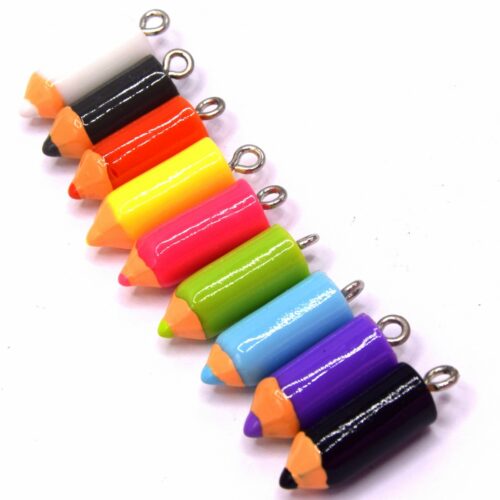 Breloque pendentif crayon couleur, école scolaire, rentrée des classes
