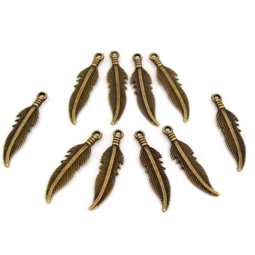 Breloques Plume Bronze 27x6mm