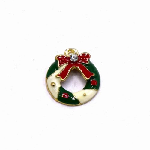 Breloques couronnes de Noël en émail et alliage – Lot de 2 ou 4