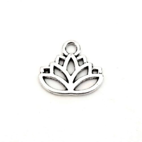 Breloques fleur de lotus argent vieilli