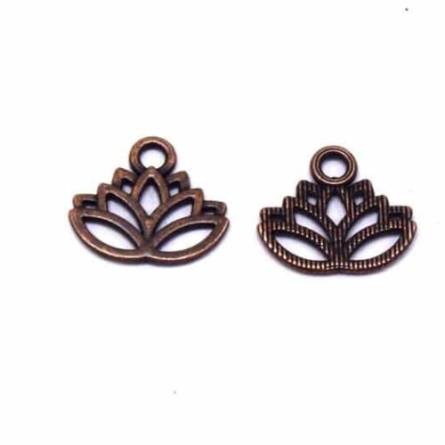 Breloques fleur de lotus cuivre antique