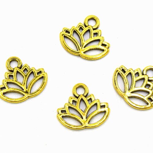 Breloques fleurs de lotus doré antique