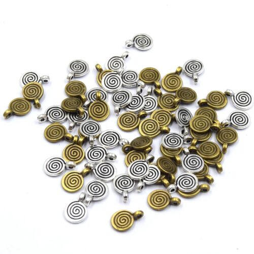 Breloques rondes spirale – Lot de 30 pour bijoux DIY