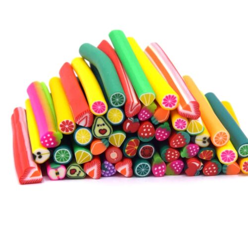 Assortiment de mini canes en pâte polymère fruits