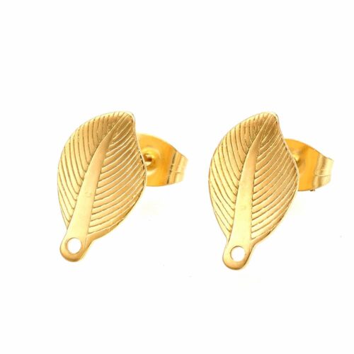 Composants de boucles d'oreilles feuilles en Acier inoxydable 304 avec fermoirs  lots de 2 kits