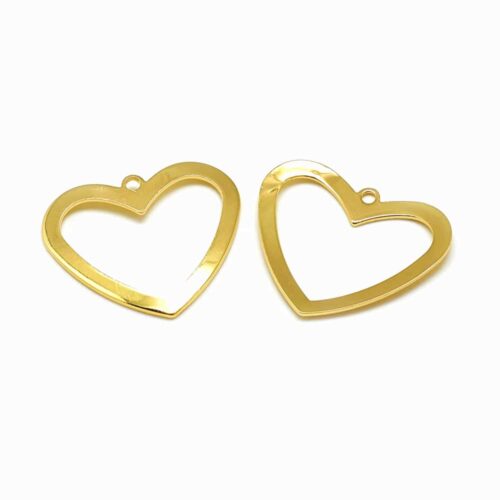 Pendentifs coeur creux  plaqué 18k or