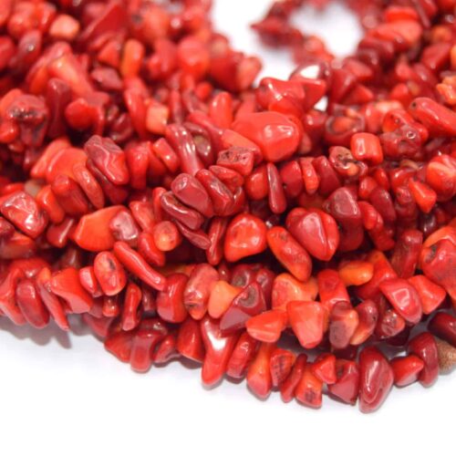 Perles corail bambou rouge puce