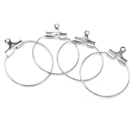 Créoles anneaux à suspendre Ø20mm laiton argent x10