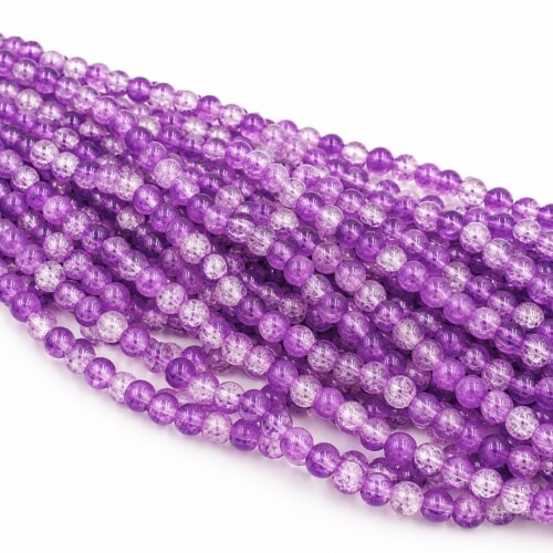 Cascade de perles violettes en verre craquelé