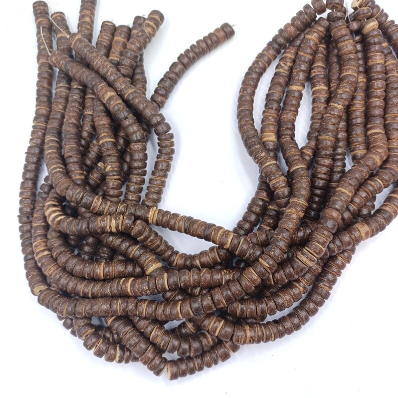 Perles rondelles coco 8 mm brun naturel - Chapelet de 107 pcs – Image 2