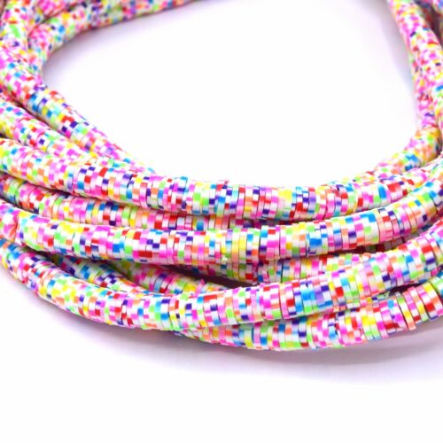 Chapelet de perles heishi Ø6mm pixels  multicolore