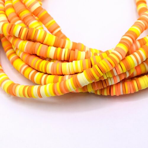Chapelet de perles heishi Ø6mm mixte jaune orangé