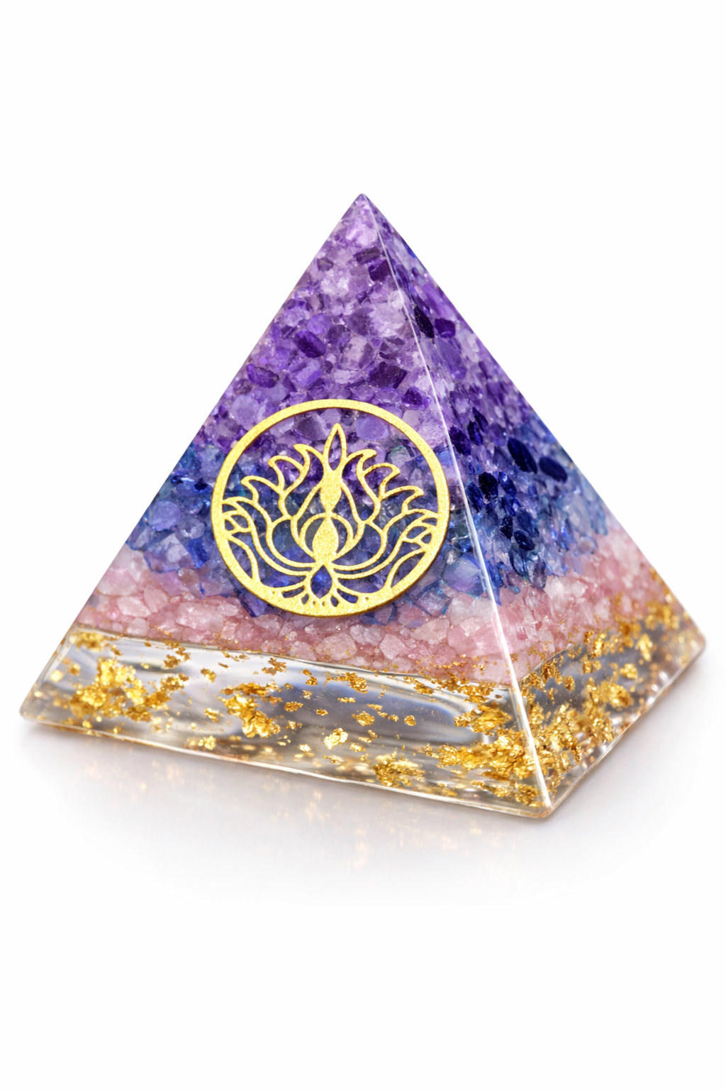 Kit Orgonite Pyramide XL 6,8 cm – Moule Silicone + Quartz Rose, Lapis Lazuli & Améthyste – Image 3
