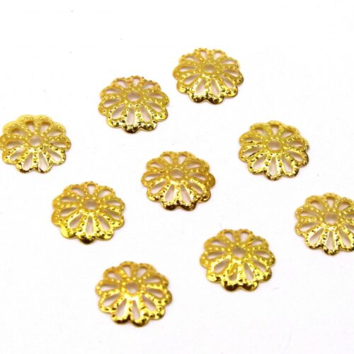 Coupelles Fleur 9mm doré x200