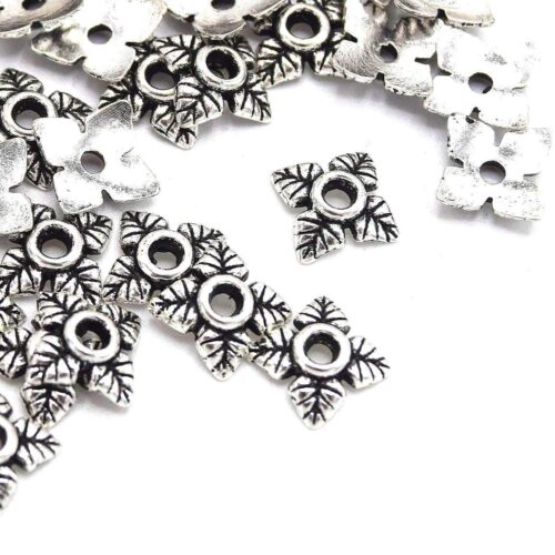 Coupelles fleur 4 pétales alliage argent antique 6x6mm22
