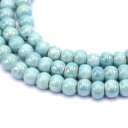 perles en porcelaine fait main bleu ciel 7mmx5mm
