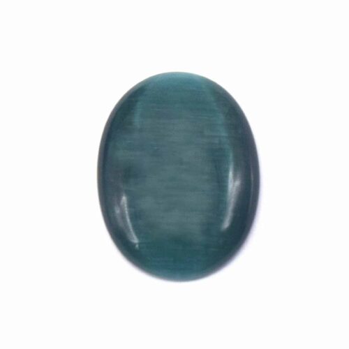 Cabochon oeil de chat 40x30mm ovale en verre bleu paon