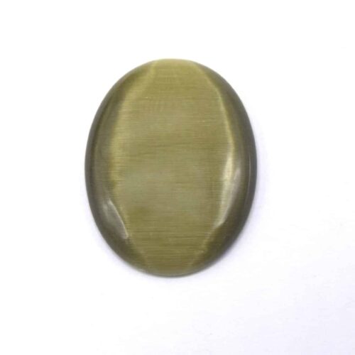Cabochon oeil de chat 40x30mm ovale en verre vert olive