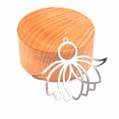 Pendentifs fleur de lotus argent acier inoxydable