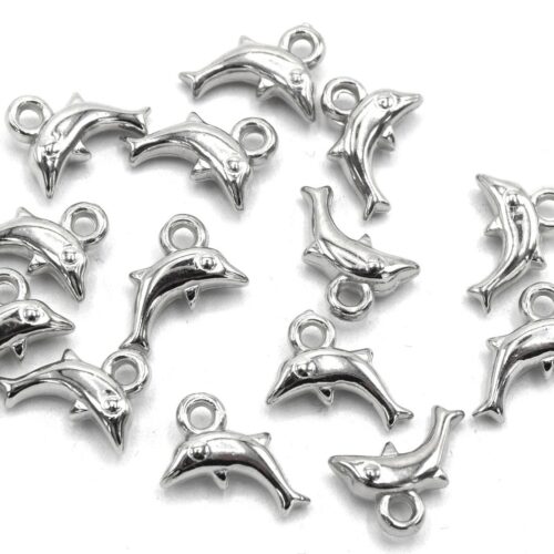 Dauphins  argent  breloques acrylique 10mm