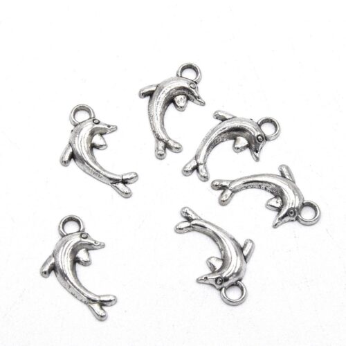 Breloques dauphins métal argent vieilli