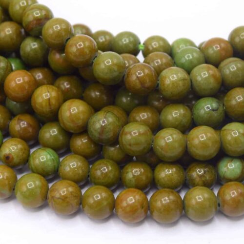 Perles de jaspe impérial ronde vert olive Ø6mm