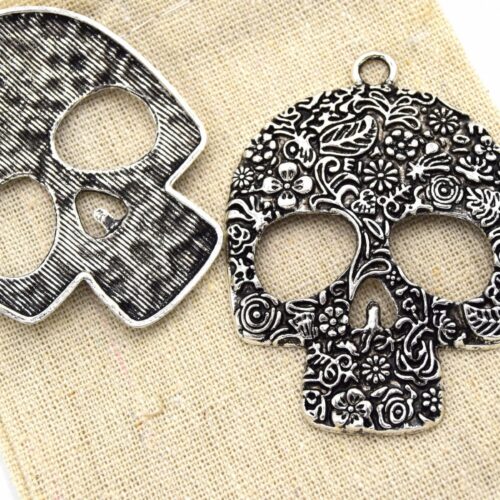 Grands Pendentifs Crânes Tête de mort floral