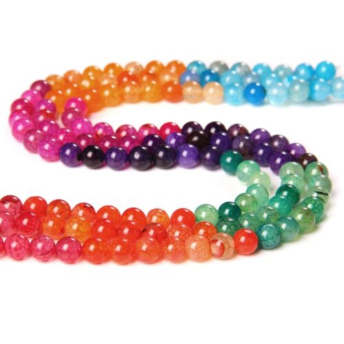 Perles agate craquelées 7 couleurs Ø6mm x1 chapelet