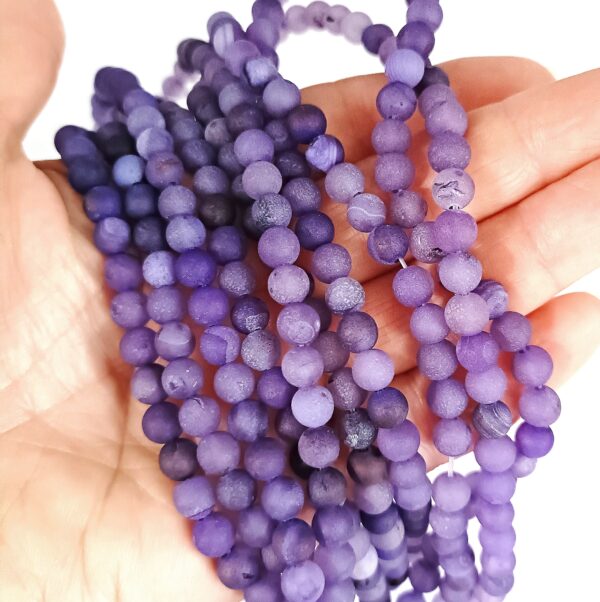 Perles d'Agate Mate Violette 6mm - Élégance Mystique pour vos Créations