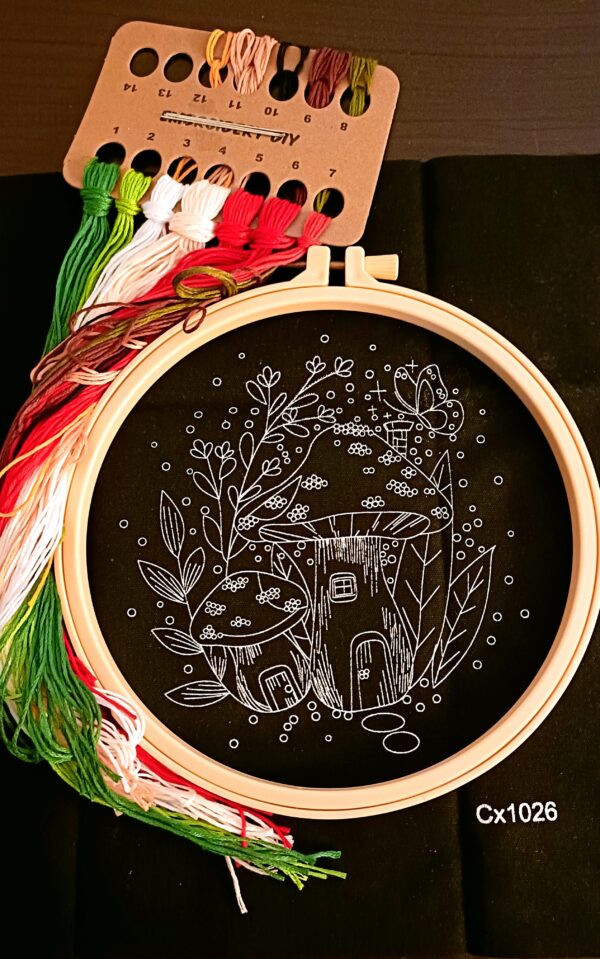 kit broderie champignon rouge