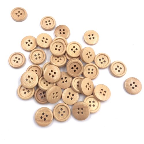 Boutons en bois 15 mm 4 trous couture et scrapbooking
