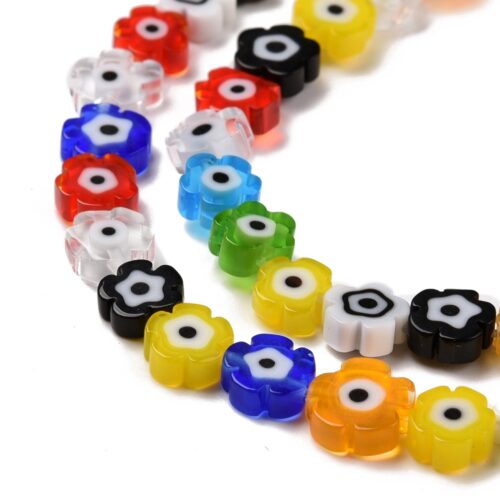 Perles Millefiori Fleurs Multicolore lot de 20