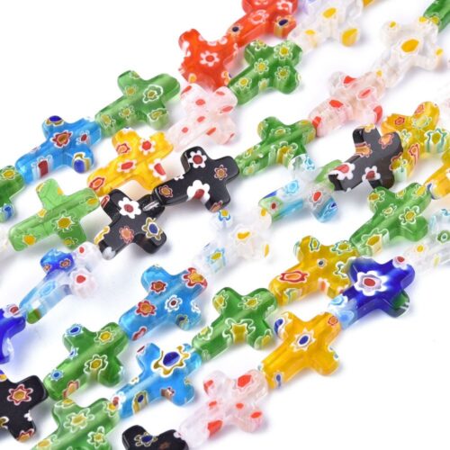 Perles Millefiori croix multicolore