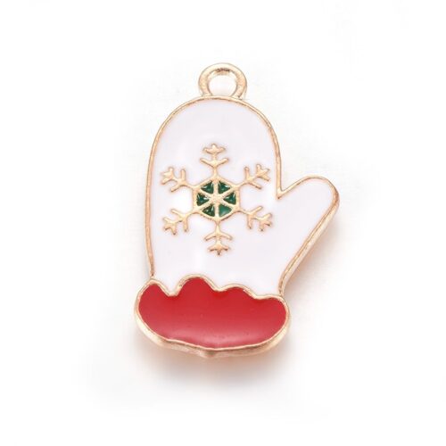 Breloque noel gant rouge et blanc