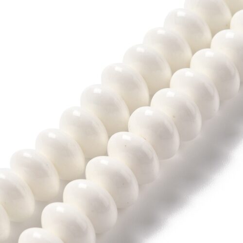 Perles en porcelaine émaillée blanches – rondelles 12mm x10