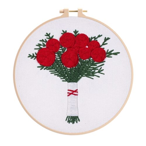 KIT de broderie débutant bouquet de roses rouge (1)