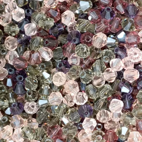 Lot de perles biconiques 4mm en verre facetté nuances prune bordeaux violet rose et fumé pour bijoux et broderie (5)