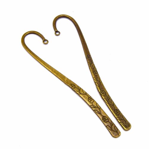 Marque-pages en métal bronze fleurs 12.2cm x4