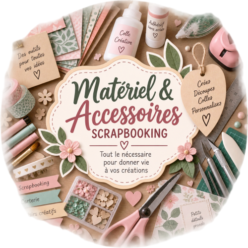 Matériel et accessoires de scrapbooking colle, ciseaux pinceaux découpe outils