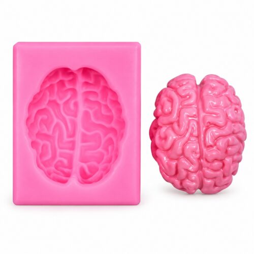 Moule en silicone et cerveau rose