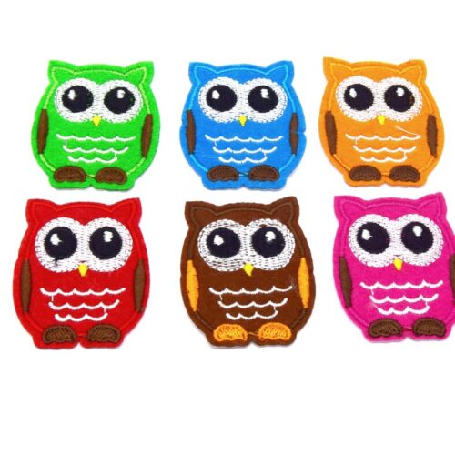 Ecussons patch thermocollant chouettes multicolores